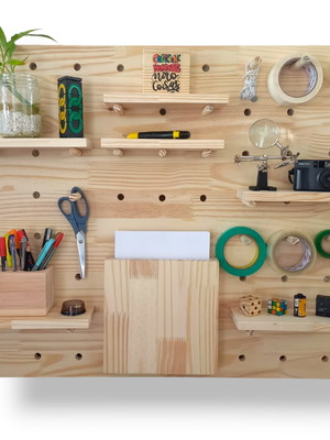 Painel pegboard - 60cm x 80cm - com acessórios
