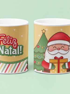 Caneca de porcelana natal papai noel