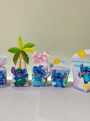 Kit 20 mimos personalizados stitch caixas kit festa