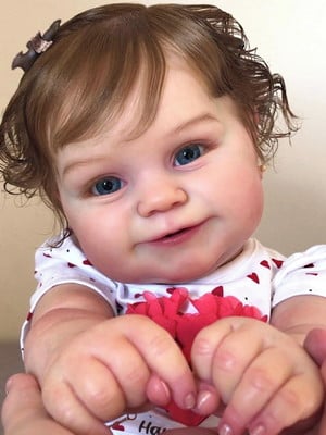 Bebê reborn menina fofa detalhada e realista silicone 50cm