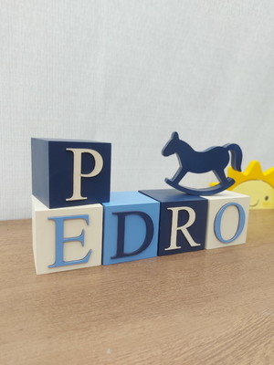 Cubos menino 8x8cm kit com 5 un azul