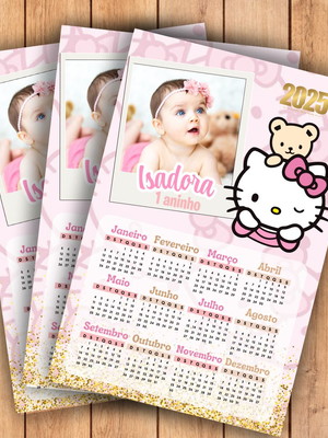Calendário hello kitty 2025 (imã de geladeira)