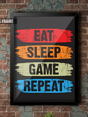 Quadro a4 aviso gamer eat sleep game repeat