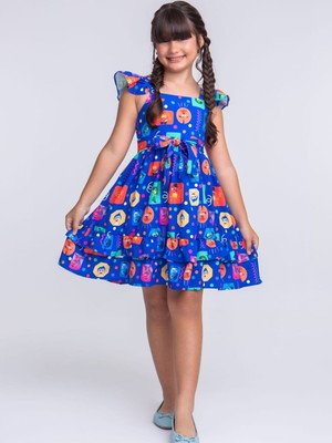 Vestido divertidamente azul royal infantil juvenil azul