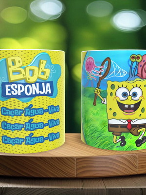 Caneca xícara cerâmica personalizada bob esponja 325 ml