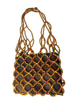 Bolsa de miçangas de madeira - bolsa praia