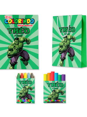 Kit colorir com massinha e sacola hulk