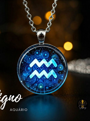 Pingente signo aquário em resina