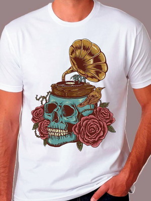 Camiseta skull music