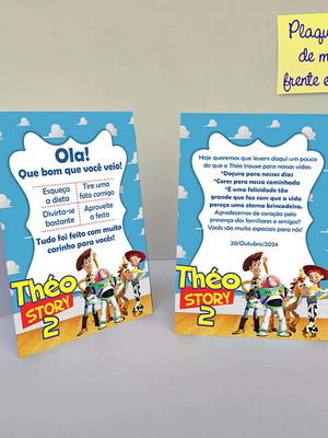 Plaquinha de mesa toy story (frente e verso)