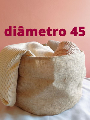 Cachepô dupla face juta + algodão cru (diâmetro 45cm)