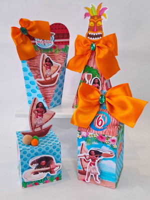 Kit 40 caixas personalizadas moana laranja