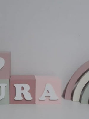 Kit 3 cubos com arco íris mdf