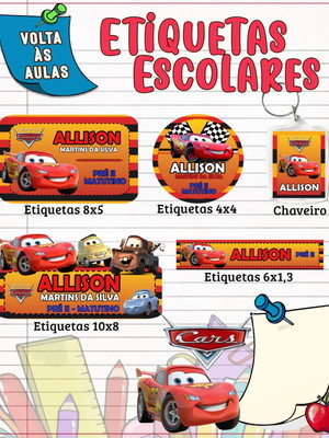80 etiqueta escolar mcqueen