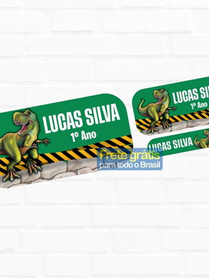 Etiqueta escolar dinossauro 130un frete grátis