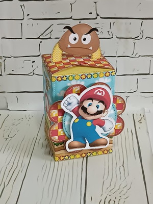 Caixa com alça e aplique 3d - super mario
