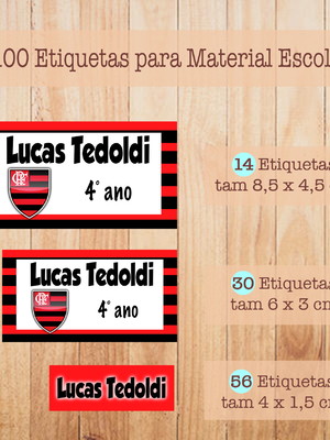 Kit adesivo material escolar flamengo