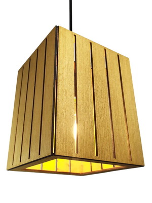 Luminária teto pendente lustre madeira mdf rústica freijó