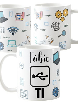 Caneca personalizada tecnologia xicara presente programador
