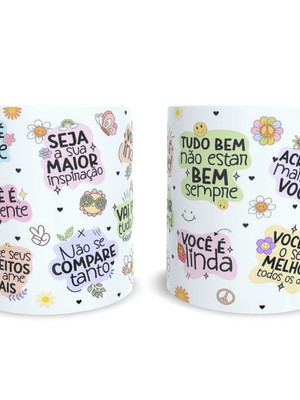 Caneca good vibes mensagens positivas