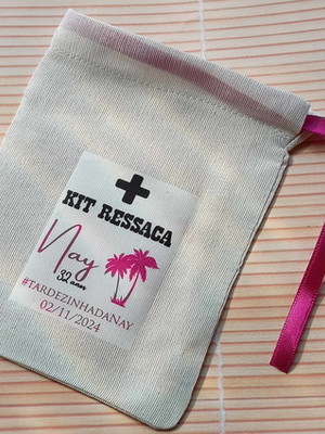 Saquinho de tecido algodão para kit ressaca - personalizado