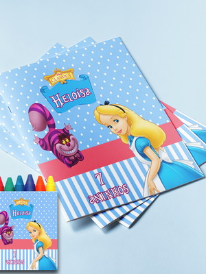 Revista e giz de cera alice no pais das maravilhas