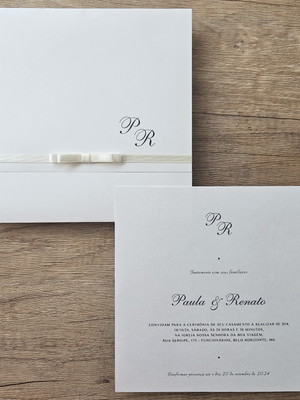 Convite casamento oferta minimalista branco