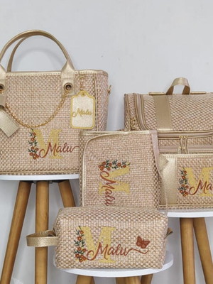Kit de bolsas de bebê luxo bordada