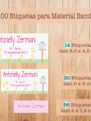 Kit adesivo material escolar jardim