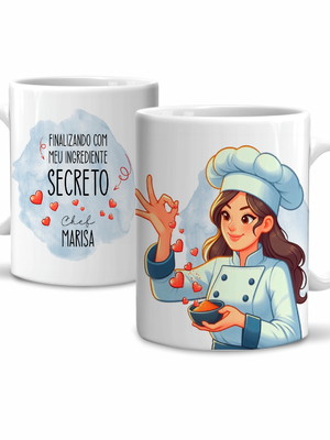 Caneca chef cozinheira personalizada com nome modelo 2