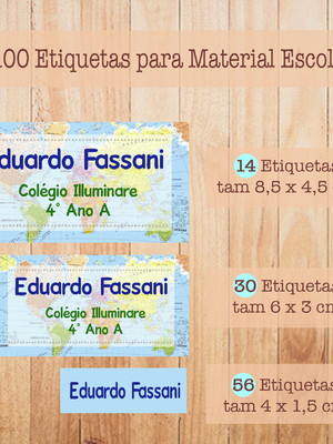 Kit adesivo material escolar mapa mundi