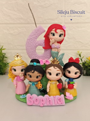 Topo de bolo princesas biscuit