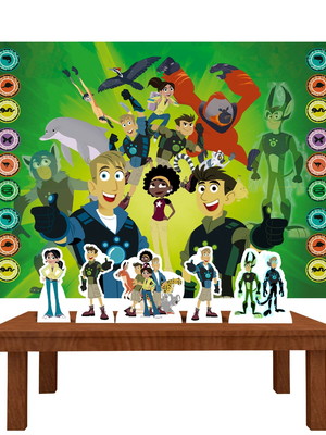 Kit festa prata aventura dos irmãos kratts painel e displays