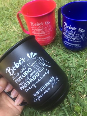 Caneca de alumínio 500 ml personalização 1 cor