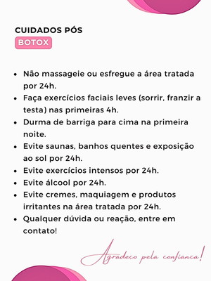 Bloco de cuidados pós botox com 100 folhas