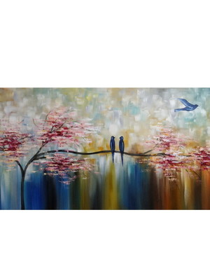 Quadro decorativo para sala ou quarto pintado a mão 50x120