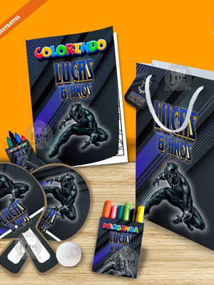 Kit completo 01 sacolinha personalizado pantera negra