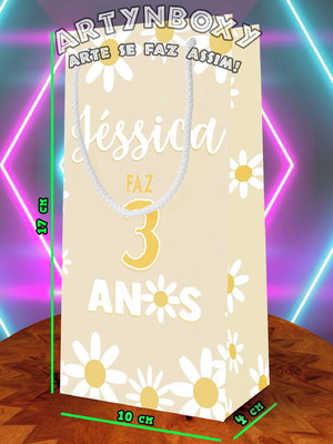 Sacolinha personalizada , margarida, flores de margarida