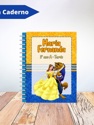 Capa caderno personalizada - bela e a fera