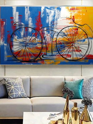 Quadro pintado a mão para sala ou quarto bike medida 70x120