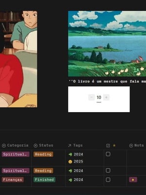 Template notion biblioteca studio ghibli