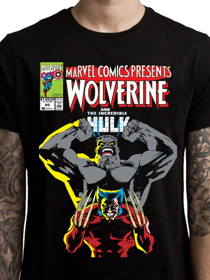 Camiseta hulk cinza vs. wolverine