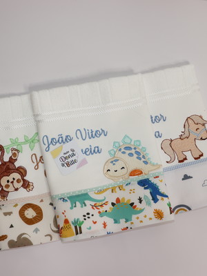 Kit toalhinha escolar personalizada com nome - 3 peças