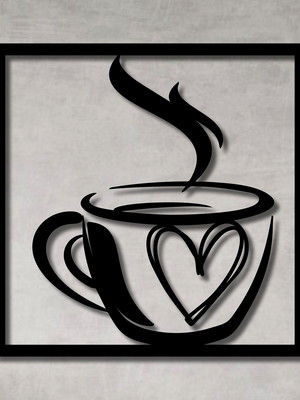 Quadro decorativo vazado xícara café mdf preto