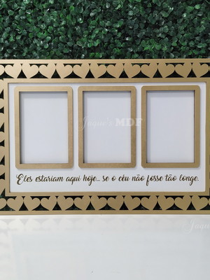 Placa retangular para homenagem com 3 fotos