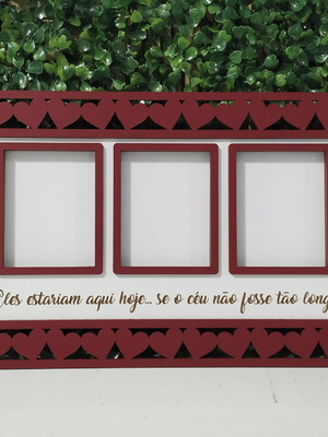 Placa retangular para homenagem com 3 fotos