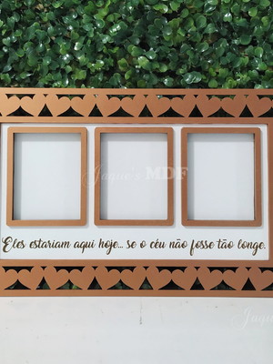 Placa retangular para homenagem com 3 fotos