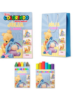 Kit colorir com massinha e sacola ursinho pooh