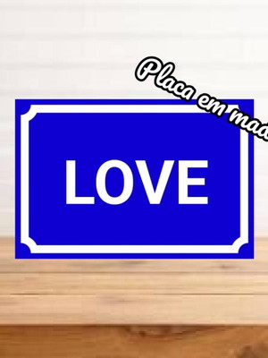 Placa decorativa madeira love