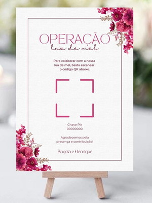 Arte digital | placa pix e qr code | lua de mel | marsala